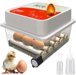 Okköbi OBI-12 Egg Incubator for Hatching Chickens, Ducks & Other Birds + Temperature Control + Humidity Display + Integrated Egg Candler + Automatic Egg Turner + 5 Year Assurance