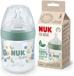 NUK for Nature Baby Bottle | Small Teat | 150 ml | Breast-Like Ant-Colic Silicone Teat | Temperature Control | Sustainable, BPA-Free Materials | Green