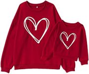 Mommy and Me Valentines Day Matching Sweatshirt Love Heart Graphic Long Sleeve Pullover Casual Shirt Top, Kid, 2-3T