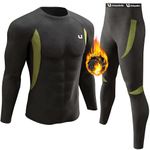 YESURPRISE Men's Thermal Underwear Sets Base Layer Set Fleece Sweat Quick Drying (Black, Large)