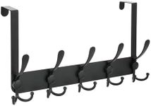 OIM OMIIOMIO No Drill, No Installation Over The Door Coat Rack with 15 Hooks - Door Hanger Organizer for Towels, Coats, Hats | Bathroom, Bedroom, Closet Storage Solution - Black