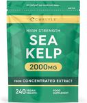 Sea Kelp Tablets 2000mg | 240 Vegan Tablets | High Strength Sea Kelp Supplements for Men & Women | by Carlyle