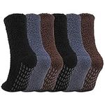 QKURT 6 Pairs Fluffy Socks, Winter Slipper Socks Fuzzy Bed Socks Cosy Sleep Socks Supper Warm House Socks for Men Boys