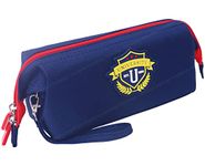 Toyshine British Style Pencil Case With Large Compartment - Kids School Supply Organizer Students Stationery Box - Girls Pen Pouch- Dark Blue - Fabric
