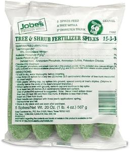 Jobe’s Tree & Shrub Fertilizer Spikes 15-3-3 Time Release Fertilizer for Trees & Shrubs, 5 Spikes per Clear Bag