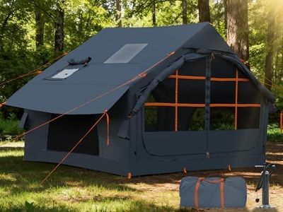 Inflatable Tents for Camping with Stove Jack, 2/4 Person Easy Setup Blow up Tents for 4 Seasons Waterproof Inflatable Air Tent, Glamping Tent House