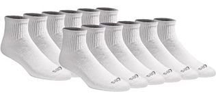 Dickies Men's Dri-Tech Moisture Control Quarter Socks Multi-Pack, White (6 Pairs), Shoe Size: 6-12