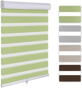 YOOFEN Horizontal Window Blinds Dual Layer Zebra Roller Shades for Windows Cordless Day Night Blinds Custom That Can Be Upgraded to Motorized Light Filtering Sheer Shades for Home.Light Green,Any Size