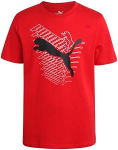 PUMA Boys' T-Shirt - Cotton Cat Logo T-Shirt for Boys - Kids Youth Athletic Crewneck Short Sleeve Tee (S-XL), Medium Red, Small