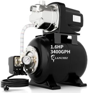 LANCHEZ Shallow Well Pump, Stainless Steel Garden Irrigation Pump, 115V Water Transfer Pump, Water Booster Jet Pump for Home Garden Lawn Farm, Glossy black