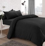 Sleepdown Jersey Melange Fitted Sheet - Warm, Comfortable and Easy Care Plain Yarn Dyed - Double, Charcoal