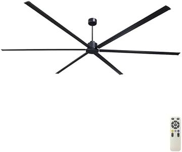 AMZATYI 144 Inch (12 ft) Big Industrial Fan, HVLS Large Commercial Ceiling Fan, Ultimate Power 130W DC Motor, 10-Year Warranty, 6 Aluminum Blades for Hangar, Workshop, Cattle Farm & Mall