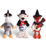 Nleio 12" Lovely Halloween Stuffed Animals, 3 Pack Cute Plushies-Donkey, Fox and Bear, Soft Toys for Toddlers Girls Boys, Cute Stuff Gifts for Halloween