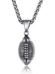 Mens Football Pendant Necklace, Stainless Steel American Rugby Chain Charm Gifts for Footballs Players