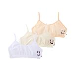 YouGotPlanB Girl's Cotton Blend Non-Padded Wire Free Smiley Traning Bra - (TBS-Smiley_Multicolored_14-16 Years) Combo Pack of 3