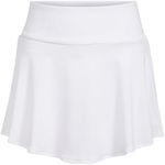 adidas Girls' 3-Stripe Flounce Knit Skorts Tennis Skirt, White/White, Medium