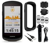 Wearable4U - Garmin Edge 1040 GPS Cycling Computer with Solar Charging Capabilities, On and Off-Road, with Case, Speed and Cadence Sensors and E-Bank Bundle