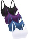 Geyoga 4 Pieces Neck Bralettes Wireless Cami Bra Tank Top Bra Sports Bra for Women Girls (Black, Purple, Blue, White,Small)