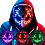 DWTECH Halloween Mask LED Halloween Costume LED Glow Scary Light Up Masks for Festival Party Carnival Costume Christmas Cosplay Glow in Dark (Blue+Red)