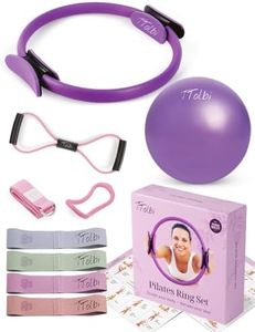 TTolbi Pilates Equipment - 10-in-1 Pilates Ring and Ball Set | Home Pilates Essentials Kit for Women & Accessories for at Home Workouts to Tone, Strengthen, Balance & Improve Flexibility