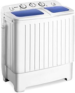 Giantex Portable Mini Compact Twin Tub Washing Machine 20lbs Washer Spain Spinner Portable Washing Machine, Blue+ White