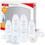 NUK Perfect Start First Choice+ Baby Bottles Set | 0-6 Months | 4 x Anti Colic Bottles, Dummy, Bottle Brush & More | BPA-Free | 10 Count