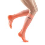 CEP Women's Ultralight Tall Compression Socks - Athletic Performance Socks, Coral/Cream, 4