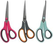 Westcott 8" Straight Stainless Steel Soft Handle Scissors, Assorted Colors, Pack of 3