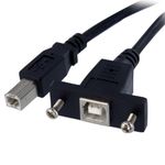 StarTech.com 1 ft Panel Mount USB Cable B to B - F/M - USB cable - USB Type B (F) to USB Type B (M) - USB 2.0 - 1 ft - molded, thumbscrews - black - USBPNLBFBM1