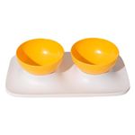 Foodie Puppies Cat Food Bowl with Stand - (Orange, 500ml Each) Double Bowl Food and Water Drinking Feeder Bowl with Non-Skid Base and Easy-to-Clean Design | Suitable for Cats, Puppies and Small Dogs