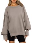 Trendy Queen Womens Oversized Crewneck Sweatshirts Hoodies Fall Outfits Fashion Teen Girls Y2k Winter Clothes, Coffeegrey, S