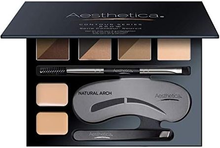 Aesthetica Brow Contour Kit 16-Piece Eyebrow Makeup Palette Set 6 Eyebrow Powders, 5 Eyebrow Stencils, Spoolie/Brush Duo, Tweezers, Eye Brow Wax, Highlighter - Unique Gifts For Women For Her Birthday