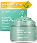 GLAM UP Calming Matcha Tea tree Clay Mask for Trouble Care - Vegan Face Mask,100% hypoallergenic, Deep Cleansing Pores, Moisturizing, Purifying and Calming Clay Mask, Soothing Green Tea wash off facial clay mask, Clean Beauty, Face Mask Skincare - (125ml/4.23 Oz) Clay Mask for facial treatment gifts