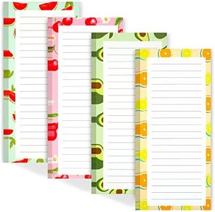 4 Pack Magnetic Notepads for Refrigerator, Grocery List Magnet Pad for Fridge, Fruit Design Magnetic Grocery List Pad for Fridge, Full Magnet Back Shopping Lists, 50 Sheets Per Note Pads