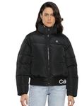 Calvin Klein Jeans Women Winter Jacket Logo Short Puffer, Black (Ck Black), XXL