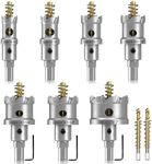 TCT Hole Saw Drill Bit Set, 9pc 3/4” to 2” Heavy-Duty Tungsten Carbide Teeth Hole Saws Kit for Stainless Steel Hard Metal Plastic Wood, 1” Cut Depth, with Detachable Pilot Drill Bits, Allen Wrench