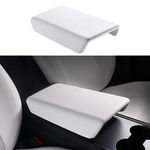 BASENOR 2024 Newest Car Armrest Cover Tesla Model 3 Model Y Center Console Cover TPE Non-Slip Armrest Cushion Pad Tesla Interior Accessories White 2019-2024 (Doesn't Fit the Model 3 Highland)