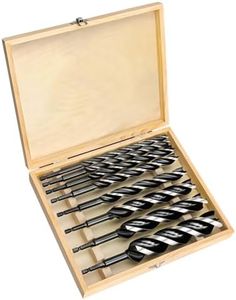 Keewaki Auger Drill Bit Set for Wood – 8pcs Hex Shank Wood Auger Drill Bits with Wooden Storage Case, 9" Length, 3/8" to 1-1/4", Heavy Duty Bits for Softwood and Hardwood