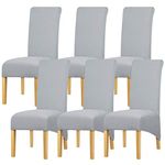 Leorate Dining Chair Slipcover XL Size High Back Chair Cover Stretch Spandex Chair Protector for Wedding Party Banquet Hotel Home Decor Grey 6 pieces