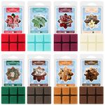 Winter Scented Wax Melts, SNOWSEN Holiday Soy Wax Cubes for Warmer, Christmas Wreath, Hot Chocolate, Gingerbread, Cinnamon,Peppermint, Cranberry Jam,Candy Cane, Vanilla,Strong Scent Wax Tarts Gift Set