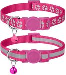 Taglory Kitten Collar Breakaway with Bell, 2 Pack Girl Boy Pet Kitten Collar Adjustable 6-8 Inch for 2-6 Months Cat, HotPink
