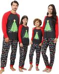 Family Christmas Pajamas Set-Matching Christmas Family Pajamas with Xmas Tree and String Lights PJ's Pyjama Noel Famille