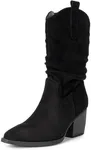 Alpine Swiss Kayla Womens Western Slouch Boots Mid Calf Block Heel Cowboy Booties Black 6 M US