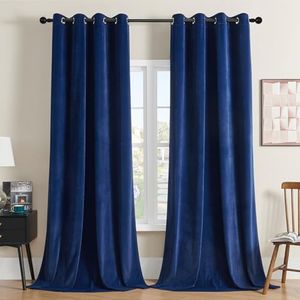 Joydeco Royal Blue Velvet Curtains 108 Inches Long, Luxury Grommet Blackout Curtain 2 Panels, Thermal Insulated Privacy Room Darkening Window Drapes for Bedroom Living Room Home Theatre (52Wx108L)