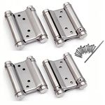 2 Pairs 3inch Double Action Spring Door Hinges Stainless Steel Saloon Cafe Self-Closing Perfect Adjustable 76mm