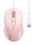 TECKNET Wired Mouse, Mice Wired Optical USB Computer Mouse With 3600 DPI Tracking, Gaming Grade Sensor, 6 Buttons, Business Office Mouse PC/Laptop, Great Mouse for Graphic Design (Pink, Medium)