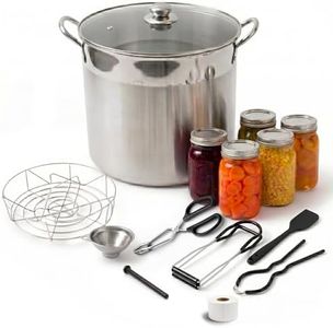 GasOne Canning Pot with Canning Supplies, Lid, Funnel, Jar Tongs, Magnetic Lid Lifter, Bottle Opener – Stainless Steel Canner with Riveted Handles, Induction Ready Tri-Ply Bottom
