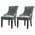 Lellen Velvet Stretch Wingback Chair Cover Slipcover - Reusable Arm Chair Protector Cover for Dining Room Banquet Home Decor etc Machine Washable Hand Washable (Charcoal Gray, 2PCS)