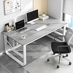 Dojo Home Office 40-Inch Computer Desk with Storage Shelf, Modern Executive Workstation for PC Writing Study, Wooden Computer Table - Grey