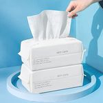 Disposable Face Towel, BIEWO Cotton Tissue Soft Dry Wipes for Women, Simple Cleaning Facial Tissues Dry Wet Dual Portable Use for Sensitive Skin & Baby & Makeup Remover & Personal Care (2 PACK=200PCS)